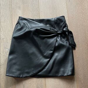 LOFT Black Faux Leather Mini Skirt